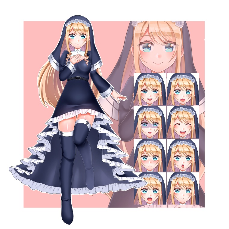 NPC立ち絵素材セット(表情差分+アイコン付き/背景透過PNG)