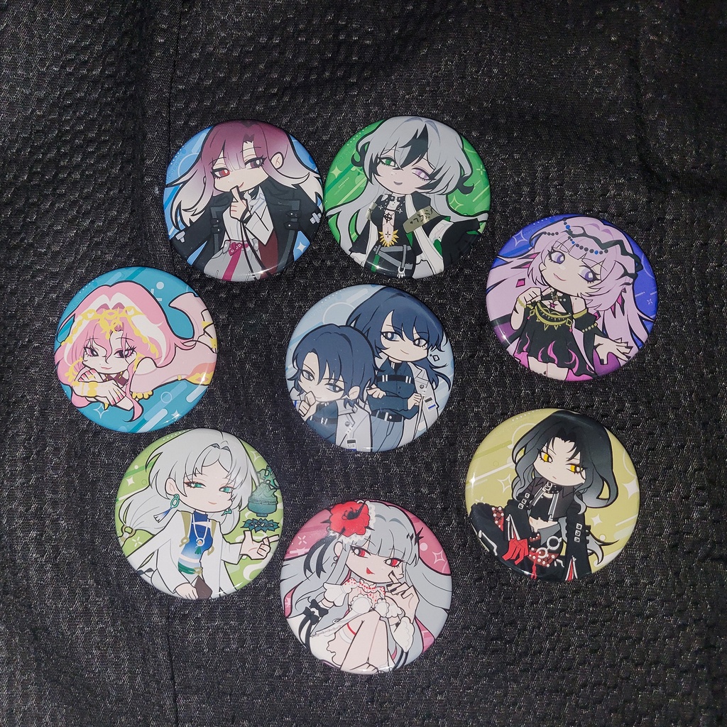 カートゥーン風缶バッジ(全8種類)