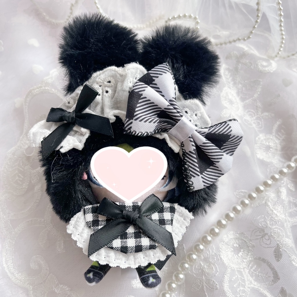 大きなお耳の黒うさぎちゃん 頭巾(10cmぬいぐるみ用)