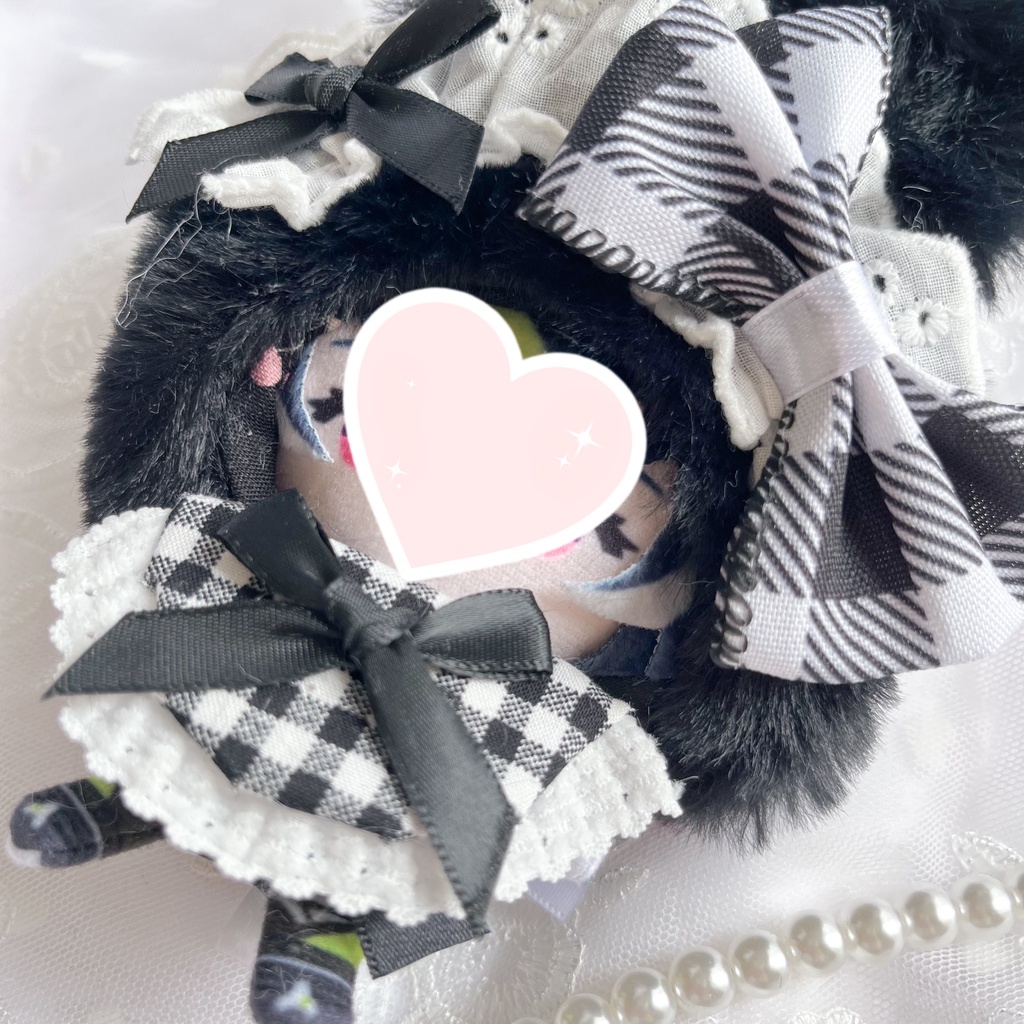 大きなお耳の黒うさぎちゃん 頭巾(10cmぬいぐるみ用)