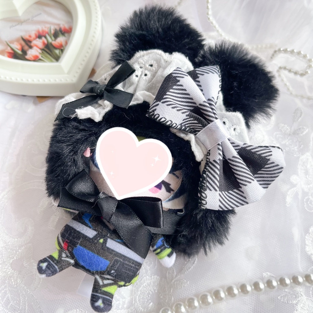 大きなお耳の黒うさぎちゃん 頭巾(10cmぬいぐるみ用)