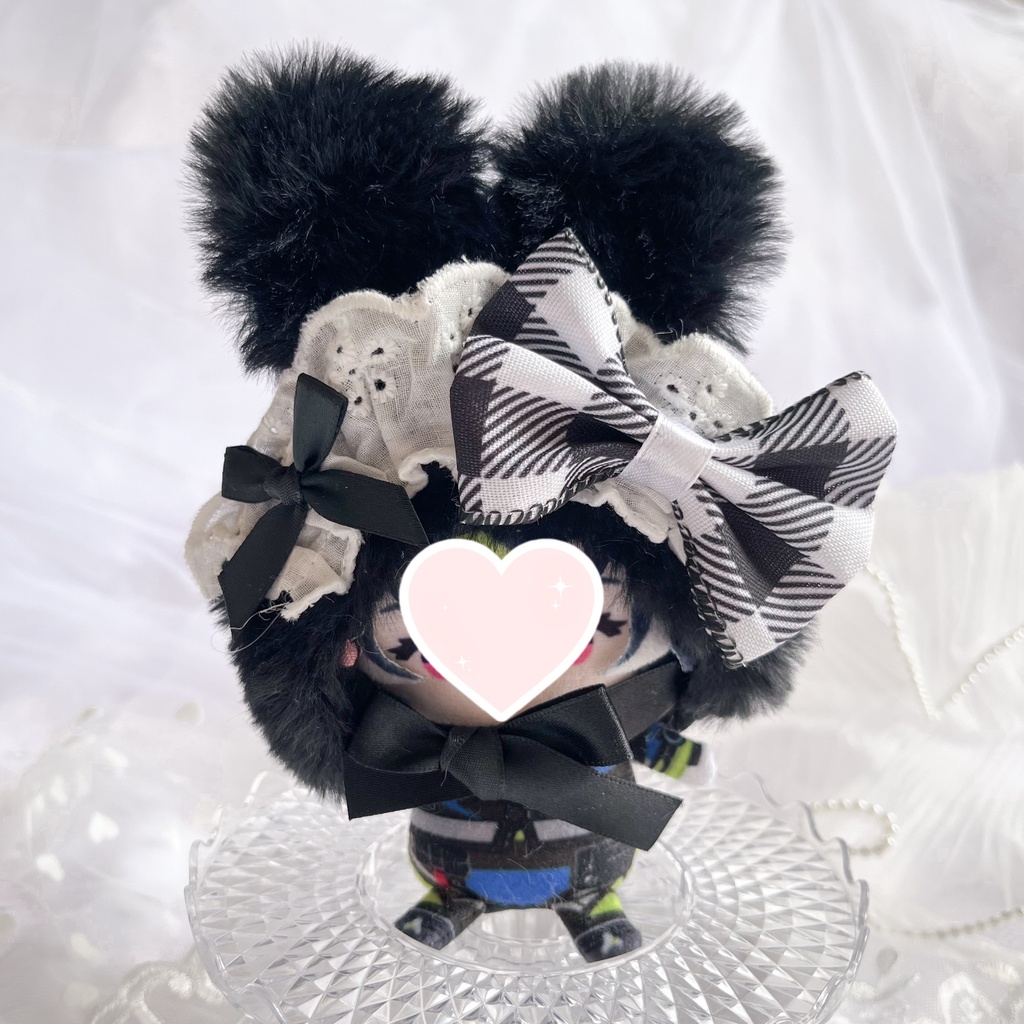 大きなお耳の黒うさぎちゃん 頭巾(10cmぬいぐるみ用)