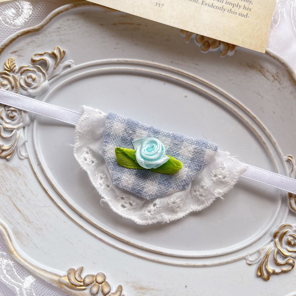 ぬいぐるみ用 ベビーボンネット&スタイセット|バレエコア風 白フリル 10cm・12cmサイズ