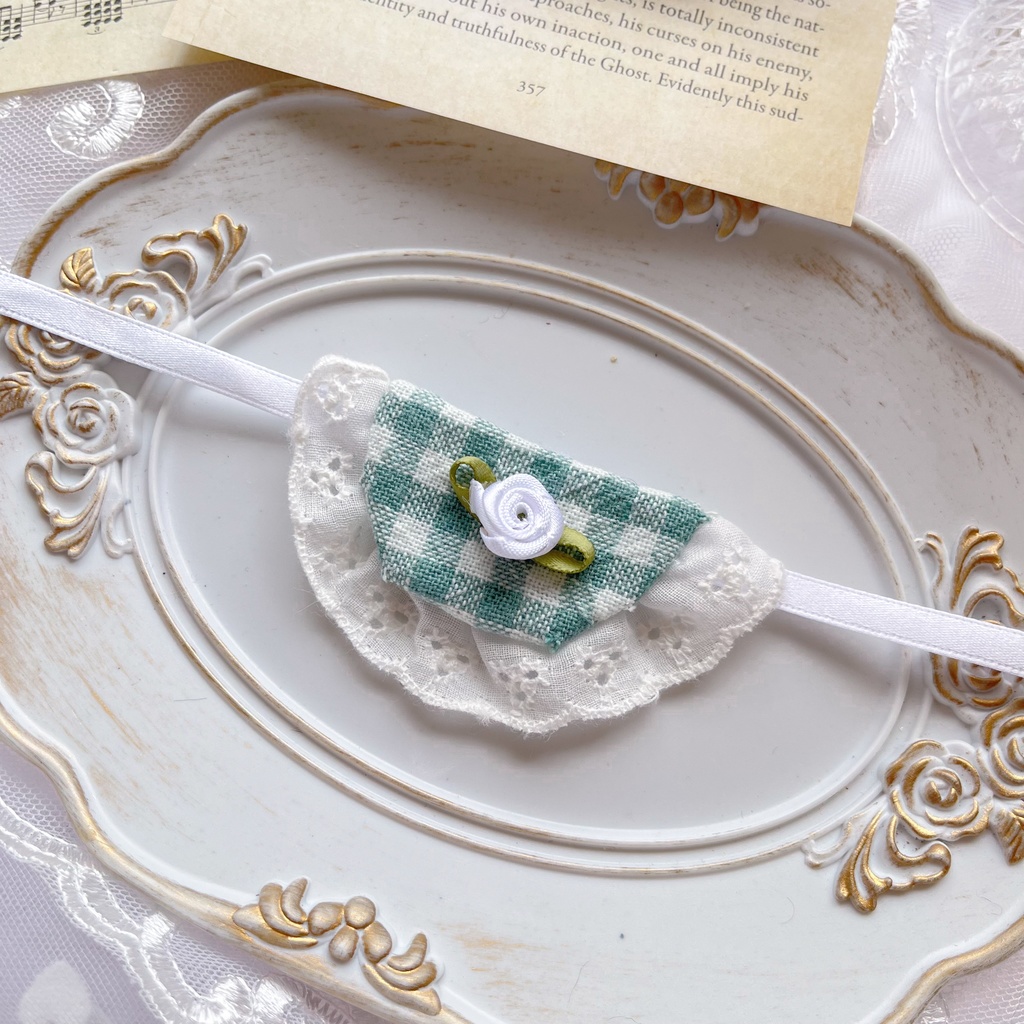 ぬいぐるみ用 ベビーボンネット&スタイセット|バレエコア風 白フリル 10cm・12cmサイズ