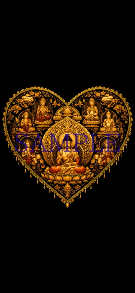 Gold Heart Mandala Smartphone Wallpaper