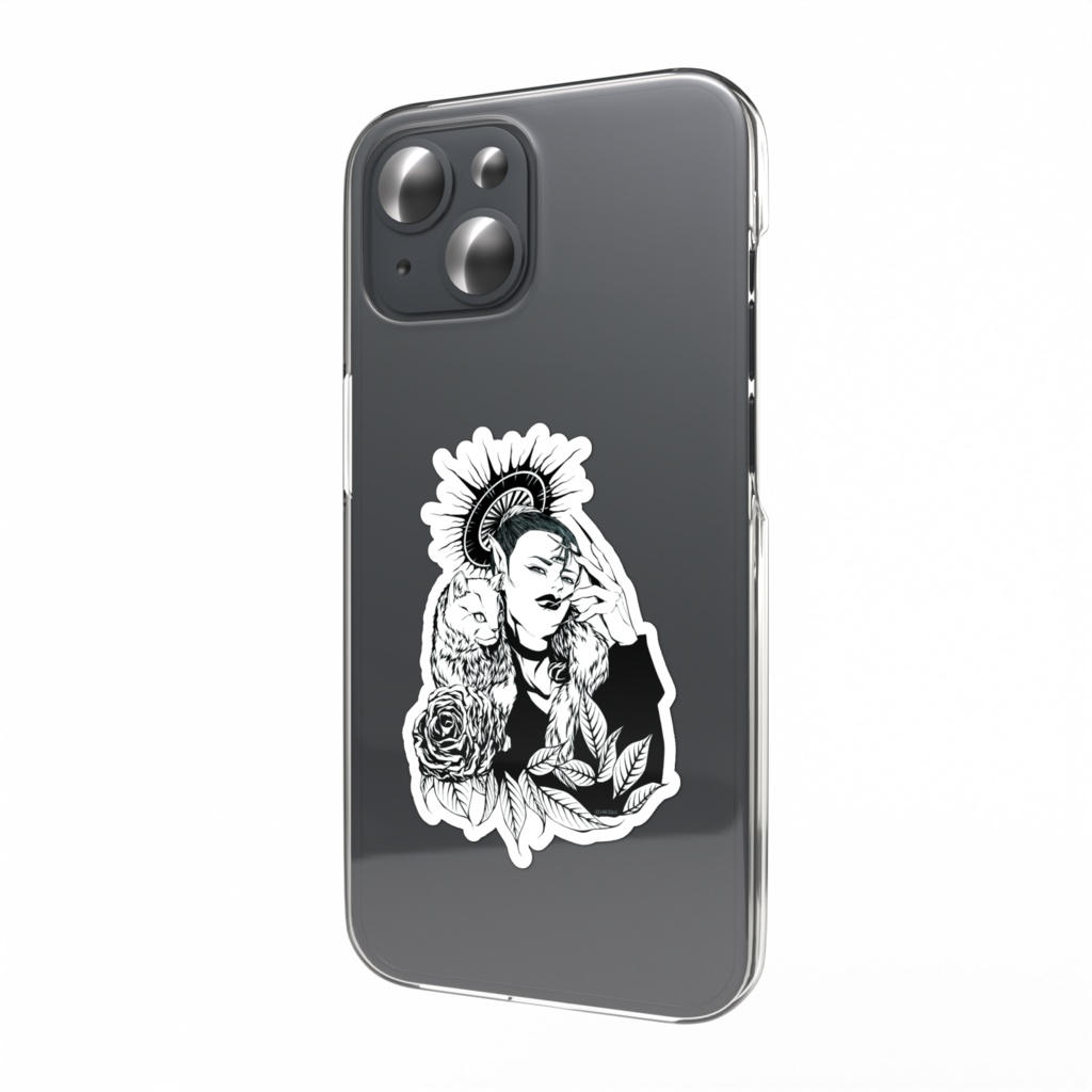 ステッカー 三つ目 猫 薔薇