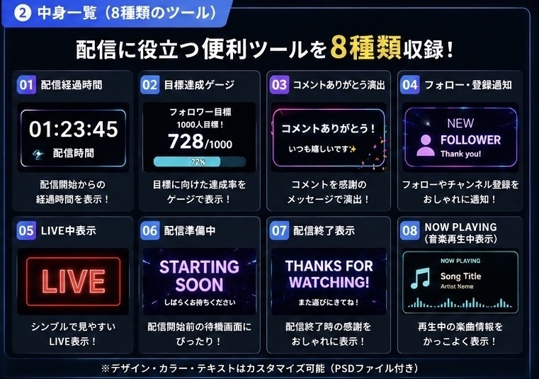 【OBS配信】便利ツールBOX Vol.1|配信経過時間・目標ゲージなど8種