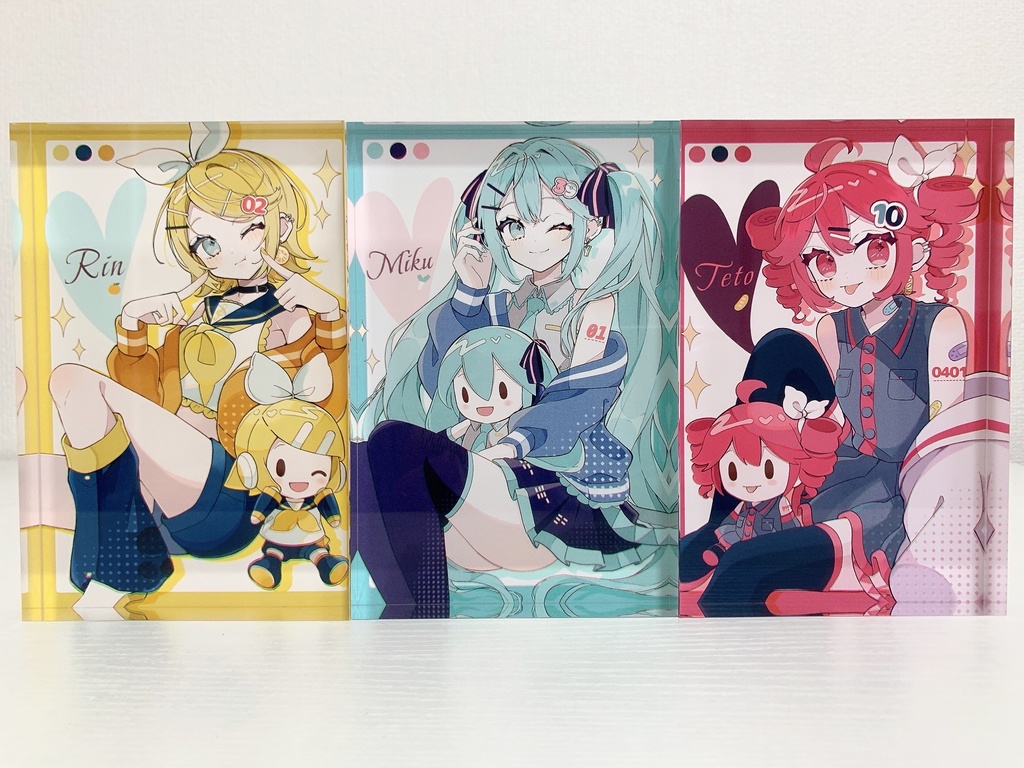 ※リンちゃんのみ受注生産(～8/27まで)ミクリンテト＆ふわのアクリルブロック