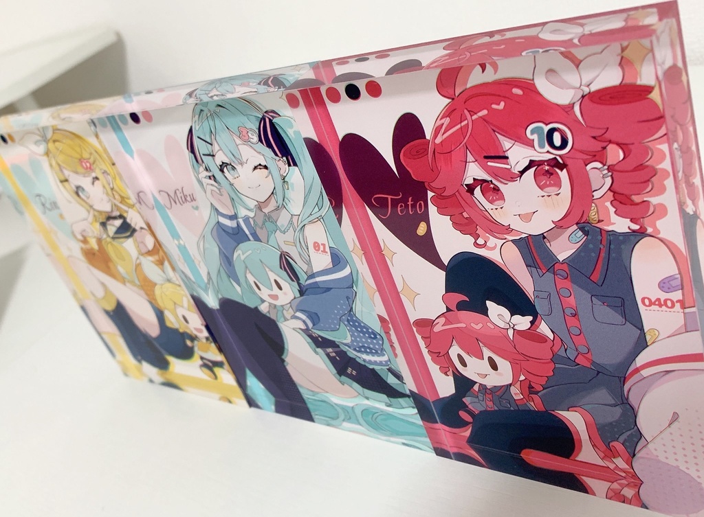 ※リンちゃんのみ受注生産(~8/27まで)ミクリンテト&ふわのアクリルブロック