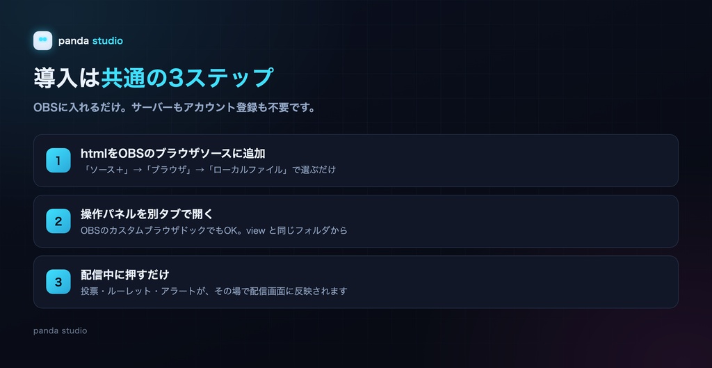 参加型ウィジェット5点セット|視聴者が動かす配信画面【OBS/商用可】