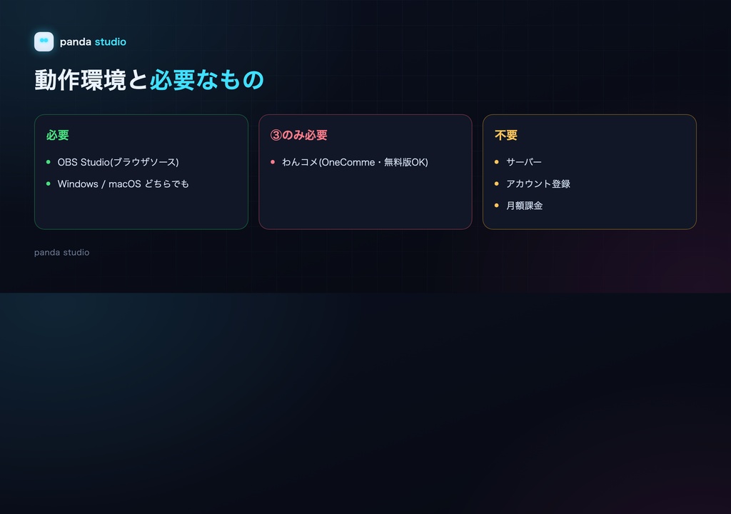 配信画面スターターセット|オーバーレイ+スケジュール+わんコメテーマ 3点【OBS/商用可】