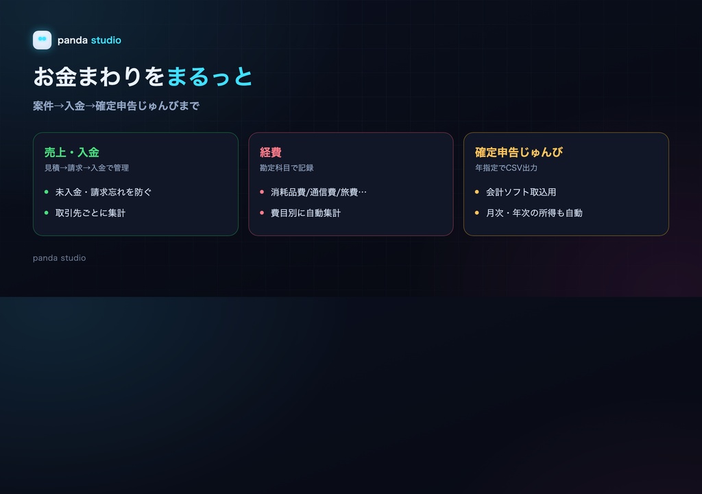 フリーランスのしごと台帳|売上・経費・入金・確定申告じゅんびを1つで管理【ブラウザ+Excel/スプシ版同梱・登録不要】