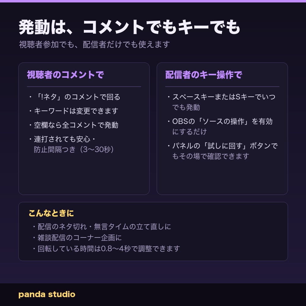 【わんコメ】お題スロット|「!ネタ」コメントで話すお題を決める・配信ネタ切れ対策【OBS・商用可】