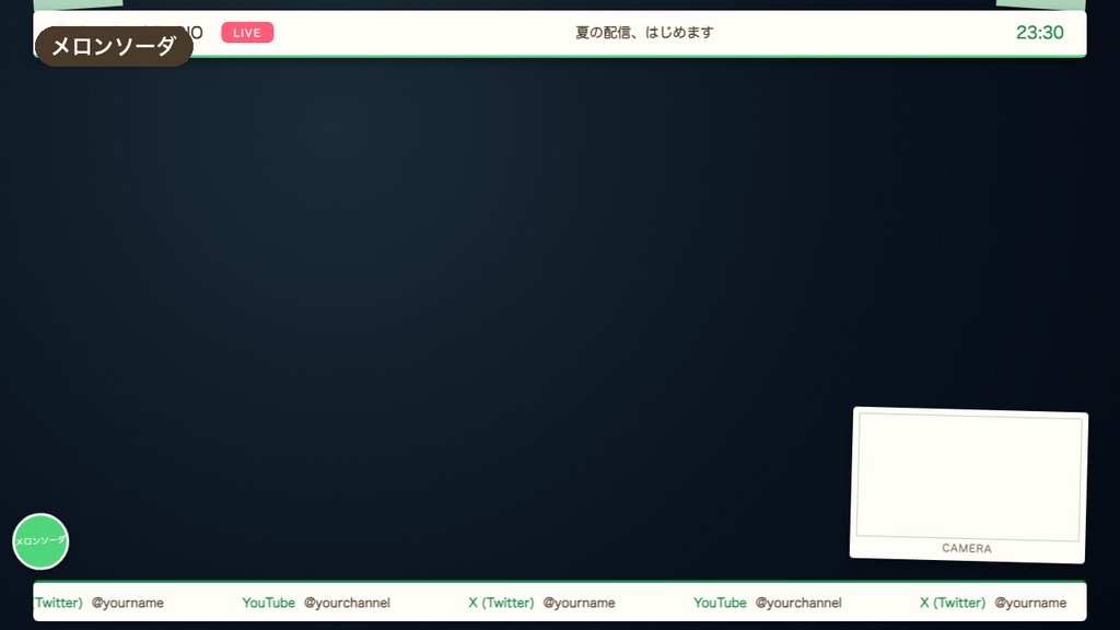 【夏限定】配信画面オーバーレイ サマードリンク4色|レトロ喫茶店風・透過素材・OBSに置くだけ【商用可】