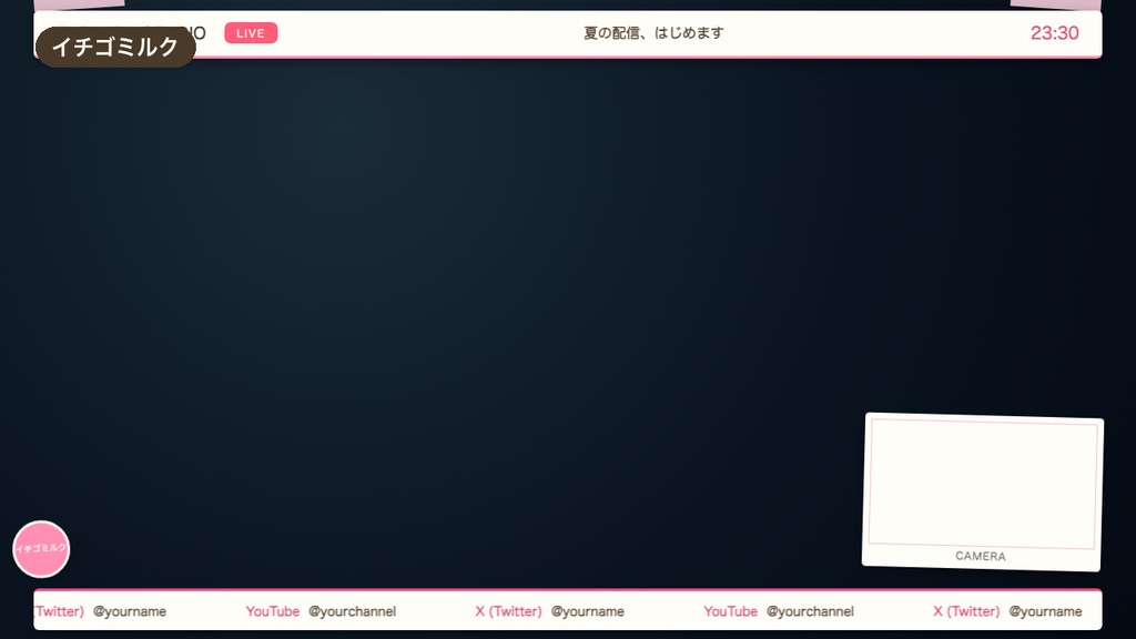 【夏限定】配信画面オーバーレイ サマードリンク4色|レトロ喫茶店風・透過素材・OBSに置くだけ【商用可】