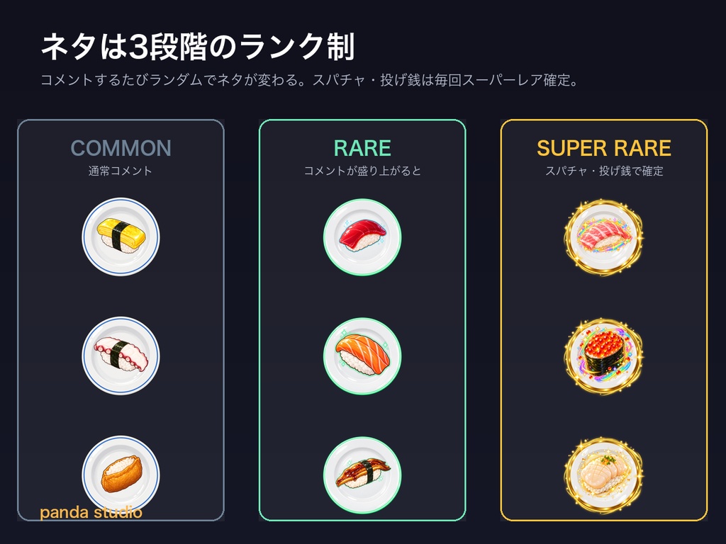 【OBSに置くだけ】コメントで回転寿司|わんコメ連動・スパチャで大トロが流れる配信ウィジェット【商用可】