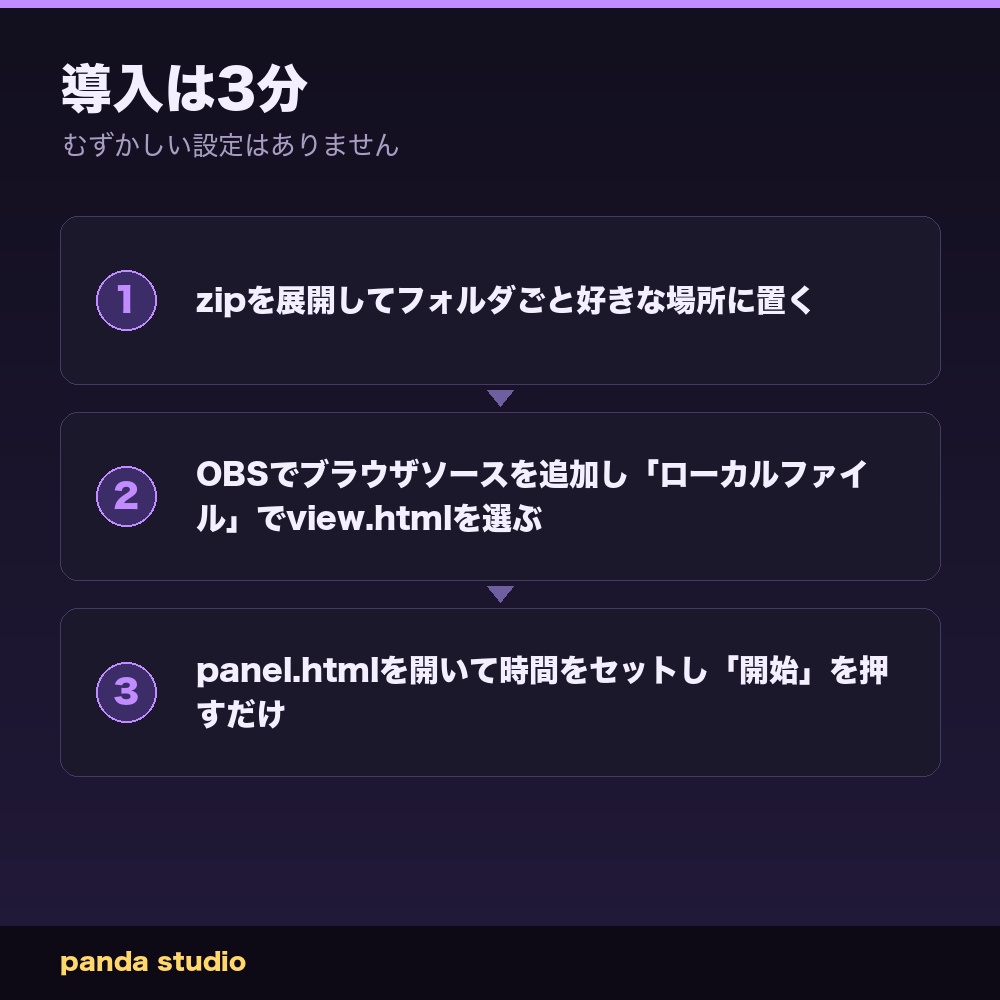 【OBSに置くだけ】配信タイマー ネオンシティポップ|わんコメ連動・全5色・カウントダウン/アップ両対応【商用可】