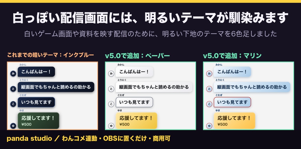 【Twitch対応】【縦型配信用】縦型コメント欄テーマ 全32色|1080×1920・OBSに置くだけ【わんコメ対応・商用可】