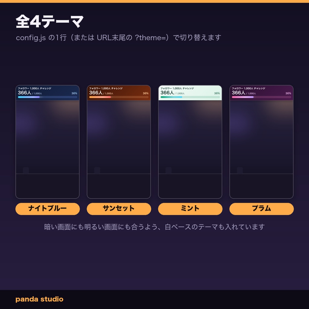 【OBSに置くだけ】縦型配信の目標達成ゲージ 全4テーマ|コメント/スパチャ自動加算・1080×1920【商用可】
