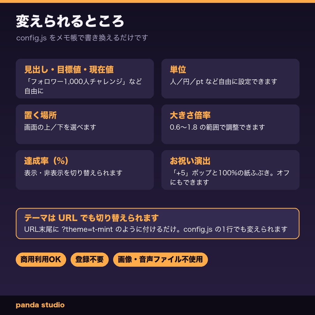 【OBSに置くだけ】縦型配信の目標達成ゲージ 全8テーマ|コメント/スパチャ自動加算・1080×1920【商用可】