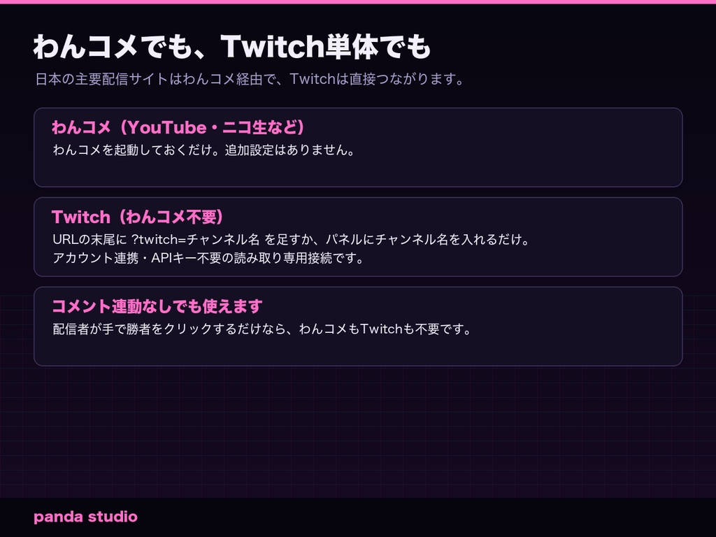 【OBS/わんコメ】配信トーナメント表 勝ち抜きブラケット|視聴者参加型・コメント投票で勝敗を決められる【4/8/16人・Twitch対応/商用可】