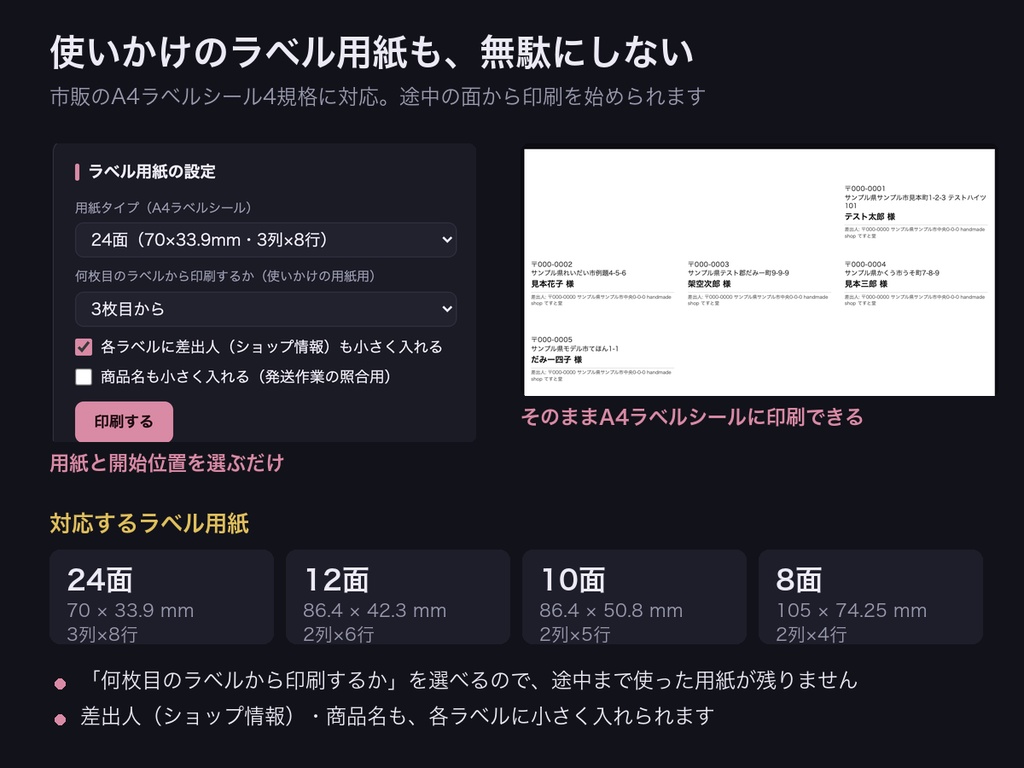 発送書類まるごとメーカー|宛名ラベル・サンキューカード・納品書・のし紙【ハンドメイド作家・小規模ショップ向け・ブラウザで開くだけ】