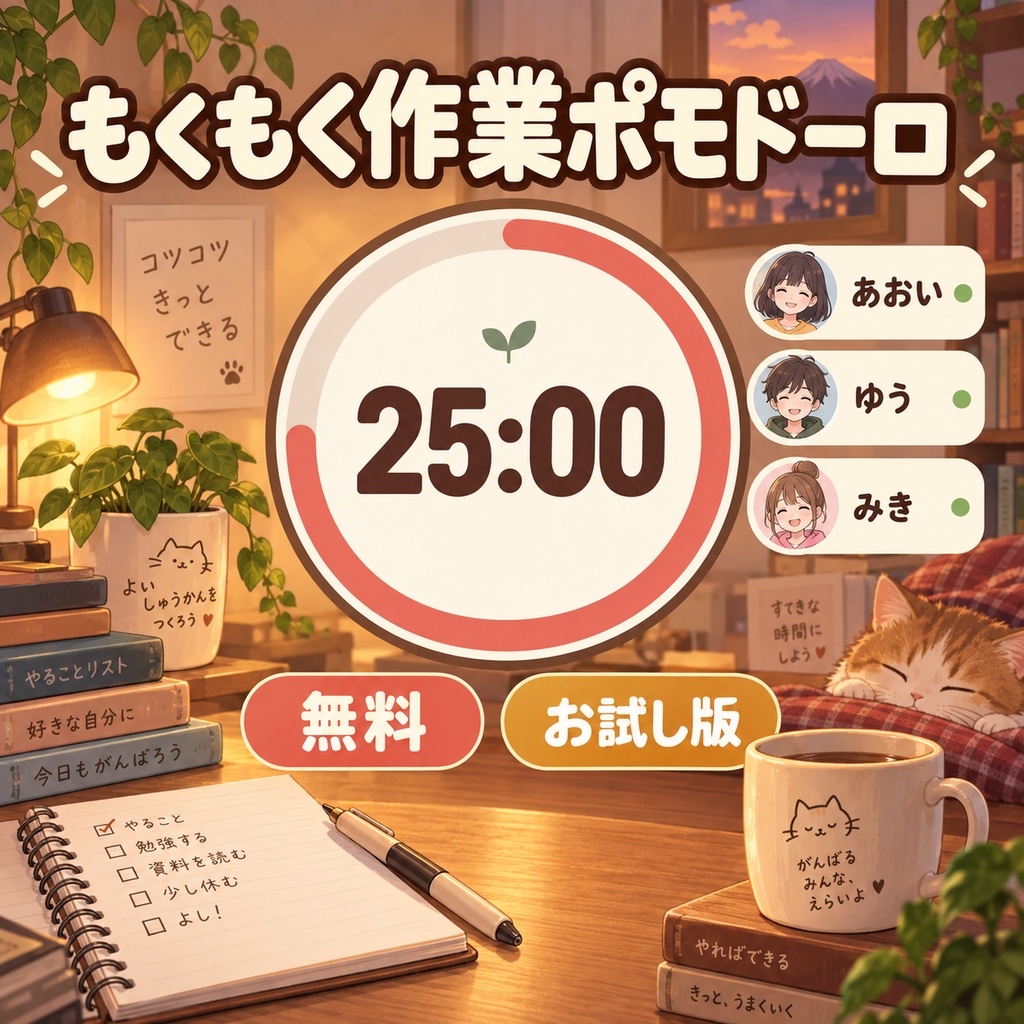 【無料】視聴者と一緒に作業ポモドーロ お試し版｜コメントで参加・1テーマ【OBS・商用可】