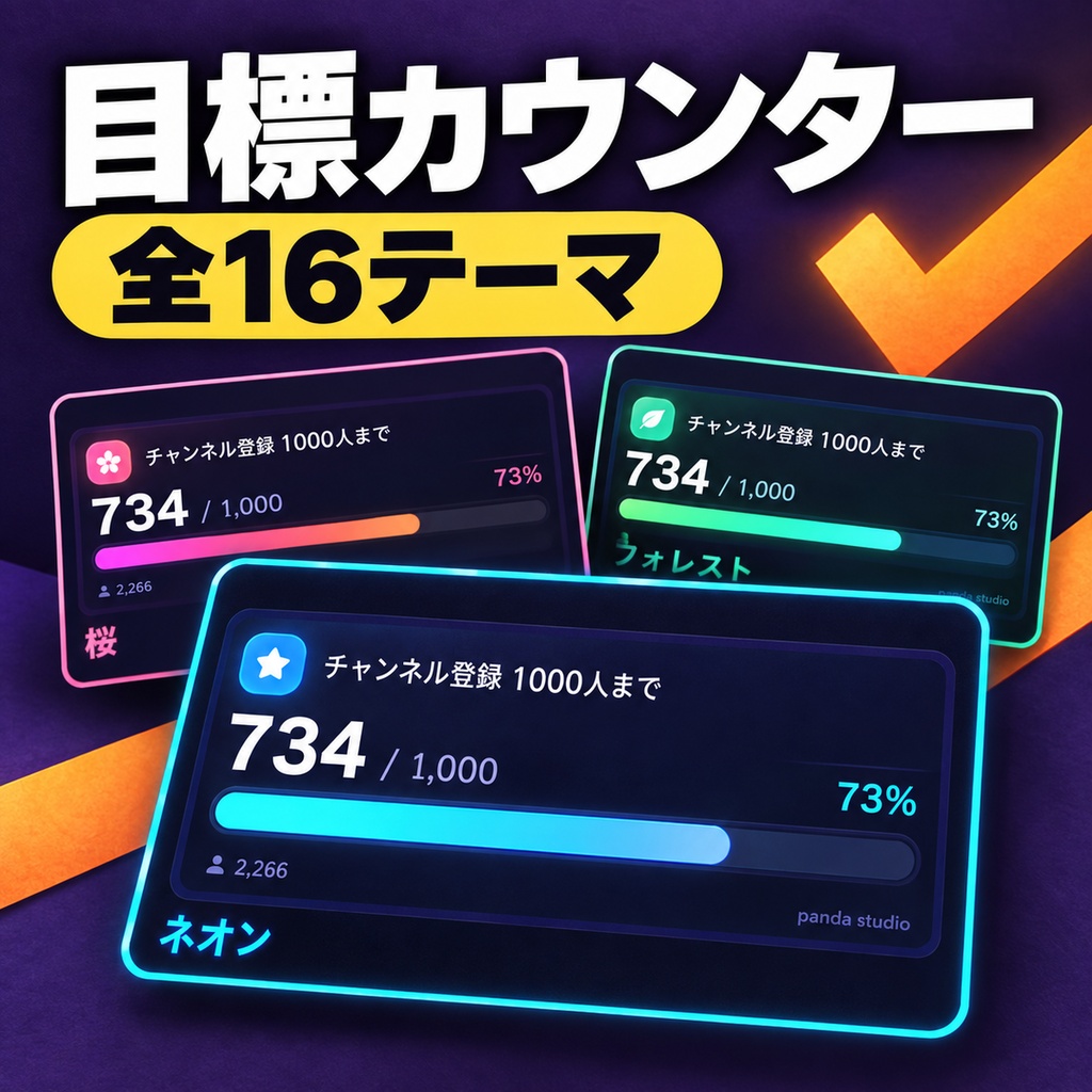 【参加型もりあげスターター3点】受付・抽選・チーム分け+常連ランキング+目標カウンター 全16テーマ|視聴者参加で盛り上げる最初の1本【OBS・わんコメ/Twitch・商用可】