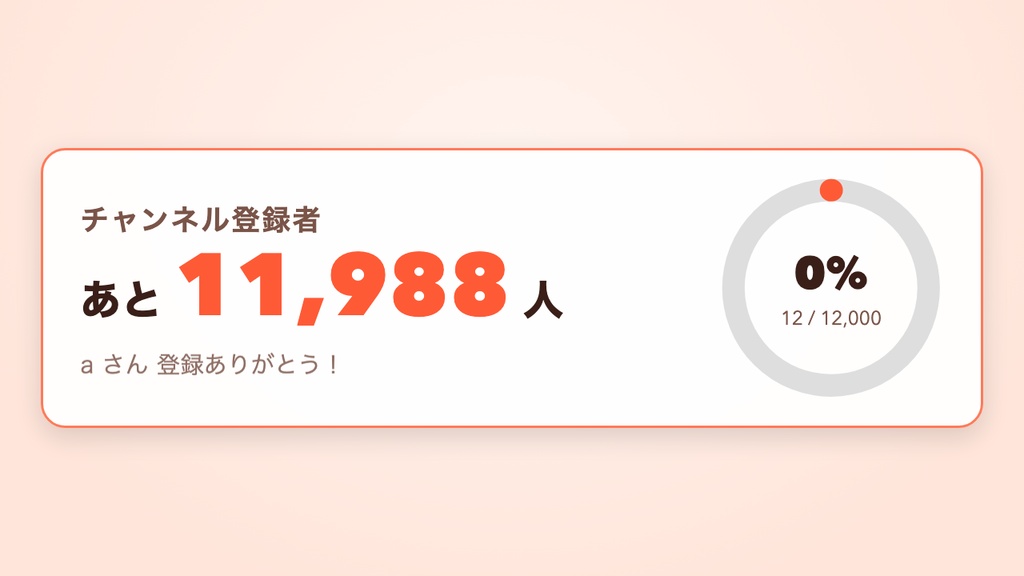 【OBSに置くだけ】登録者カウントダウン あと◯人 全16テーマ|リーチ演出・達成の瞬間に視聴者エンドロール・コメントで数を更新【わんコメ/Twitch対応・商用可】