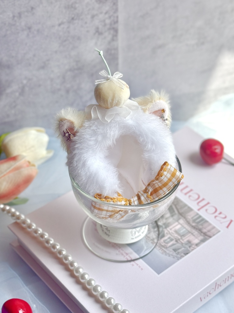 【10〜12cmぬいサイズ】Cream soda cat hood