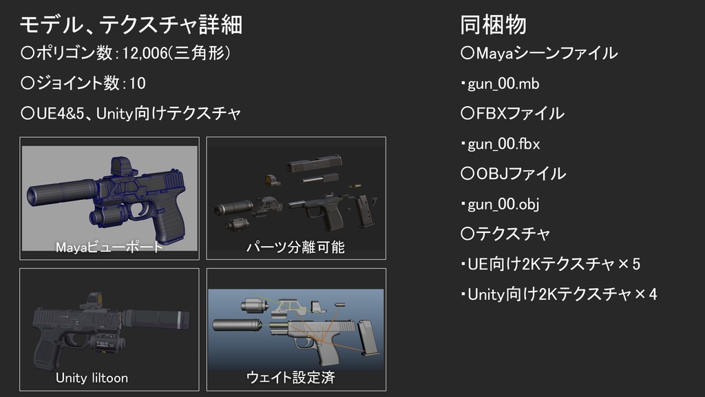 【オリジナル3Dモデル】グロック風カスタムハンドガン