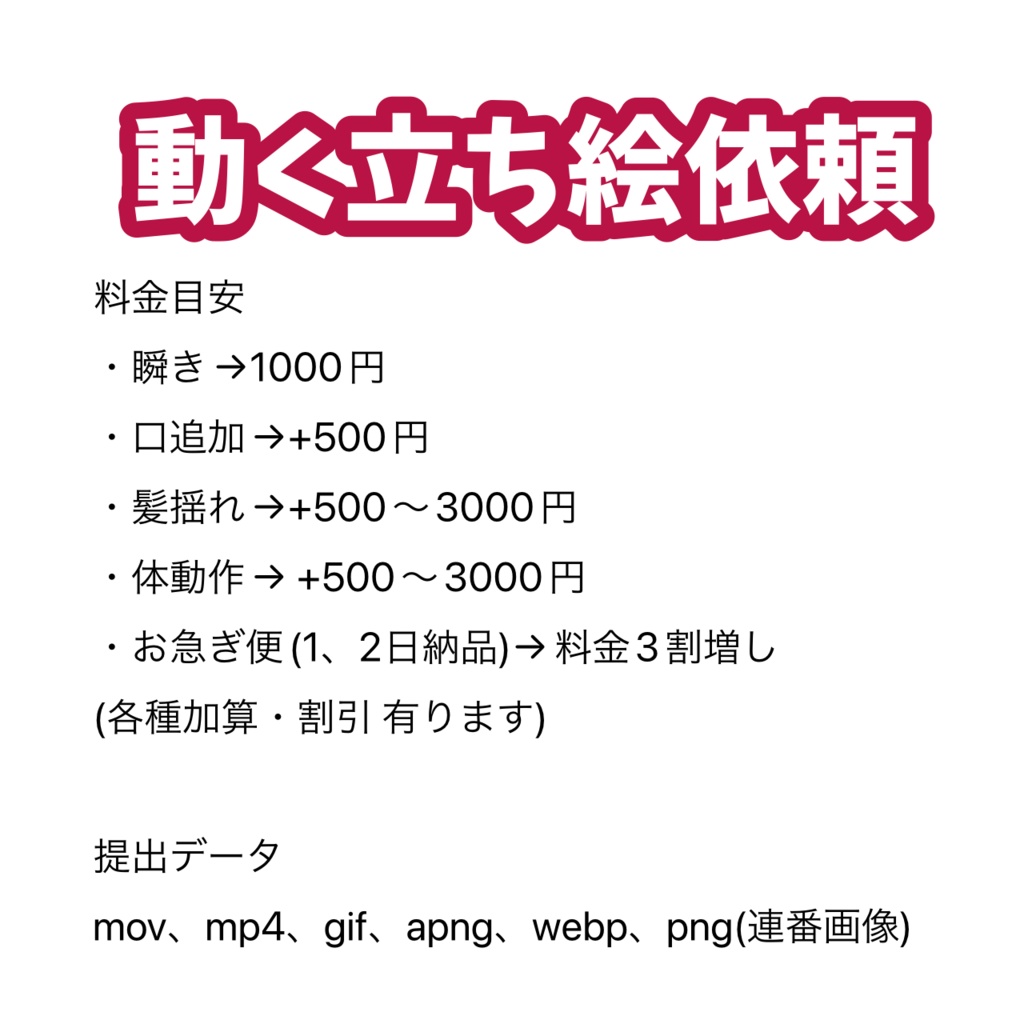 動く立ち絵制作依頼