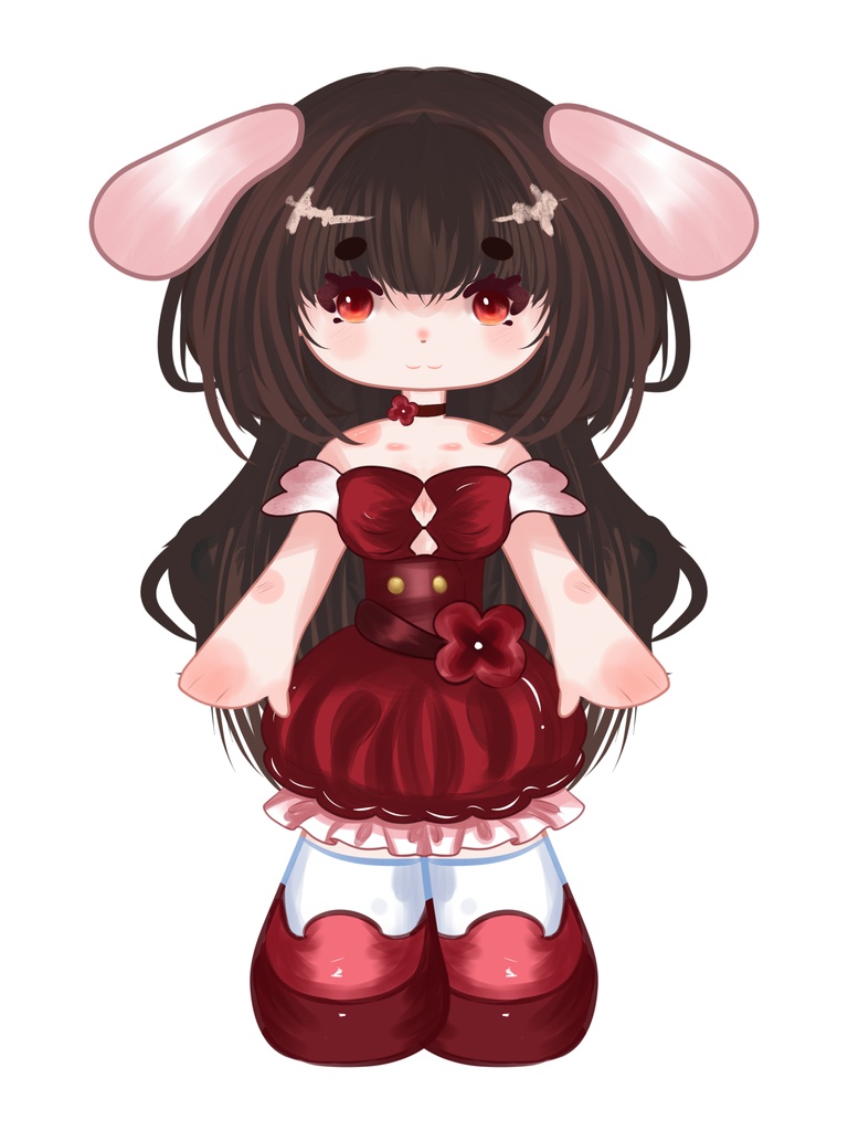 Cute red bunny vtuber model