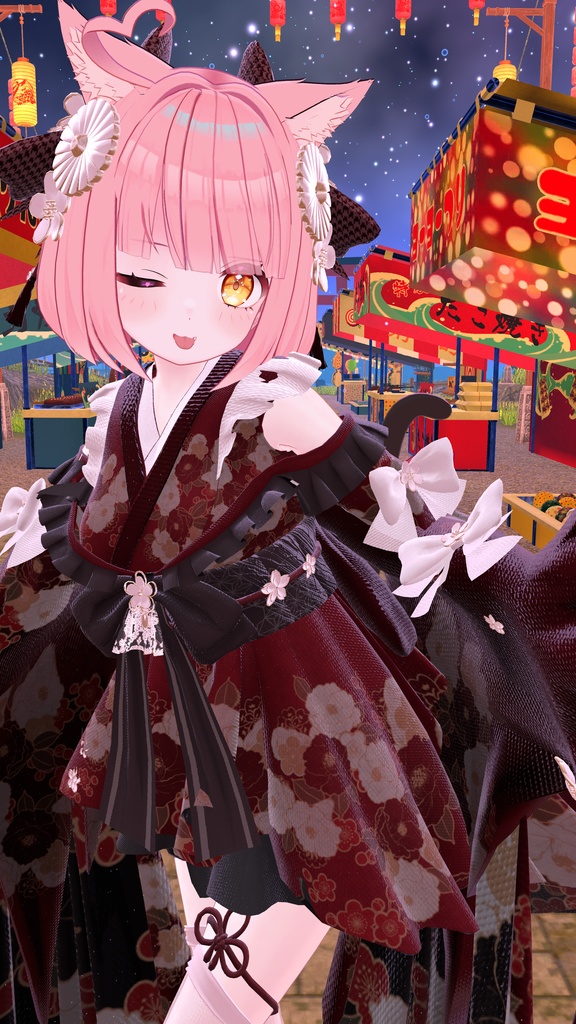 【8アバター対応】和装ドレス【VRChat想定】