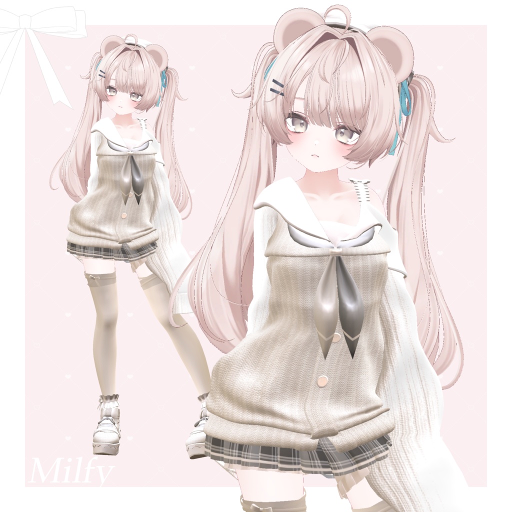 【9アバター対応】Off Shoulder Melty Sailor【VRChat想定】