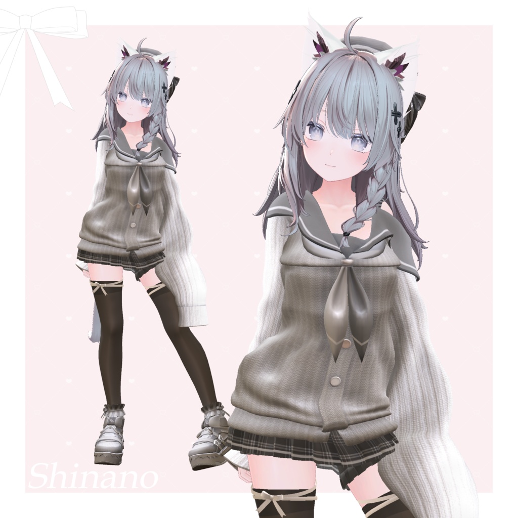 【9アバター対応】Off Shoulder Melty Sailor【VRChat想定】