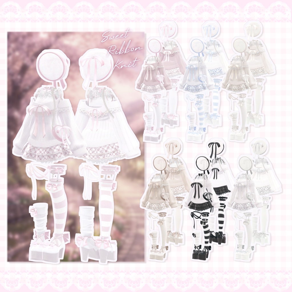 【12アバター対応】Sweet Ribbon Knit【VRChat想定】