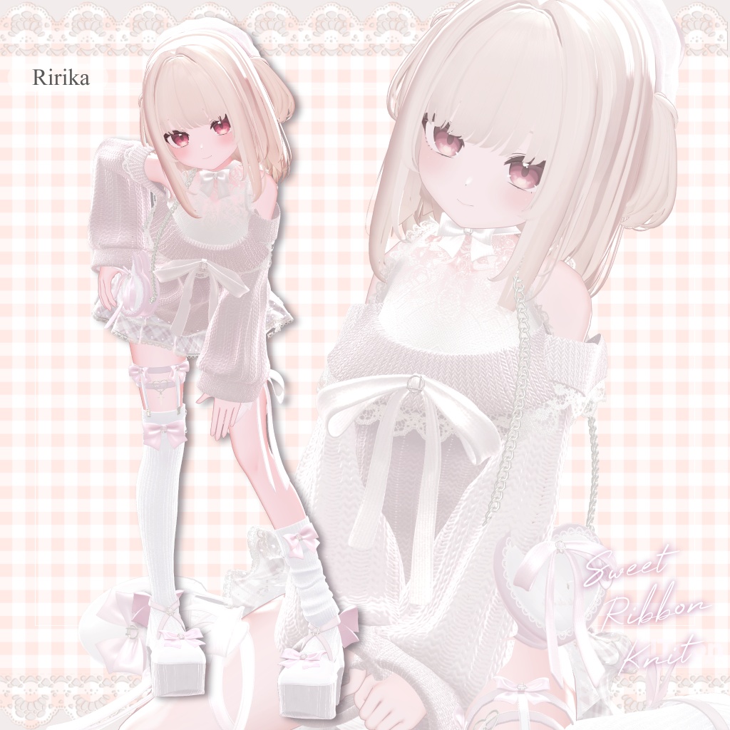 【12アバター対応】Sweet Ribbon Knit【VRChat想定】