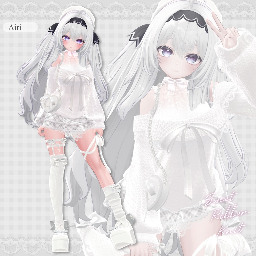 【12アバター対応】Sweet Ribbon Knit【VRChat想定】