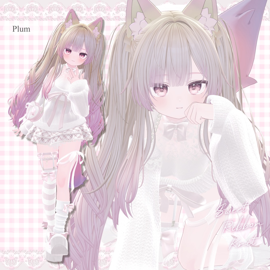 【12アバター対応】Sweet Ribbon Knit【VRChat想定】
