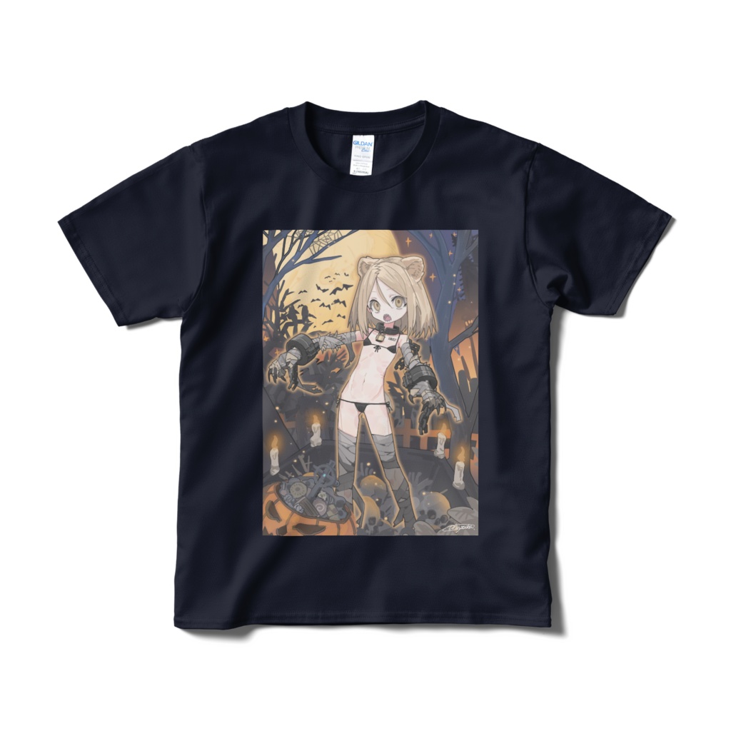 クマ娘ミイラコスｰハロウィン用Tシャツ 【表ビキニ：裏ミイラ布】