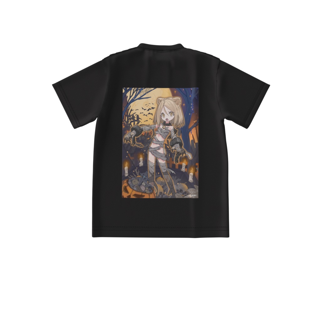 ハロウィンクマ娘ミイラコス_ビッグシルエットTシャツ【表ビキニ:裏ミイラ布】
