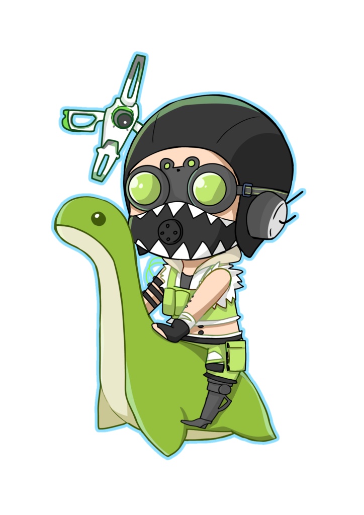 ネッシーに乗るオクタンとドローン