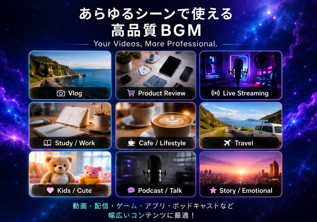【商用利用OK】YouTube・配信向けBGM素材集 Vol.1|10曲+ループ版10曲