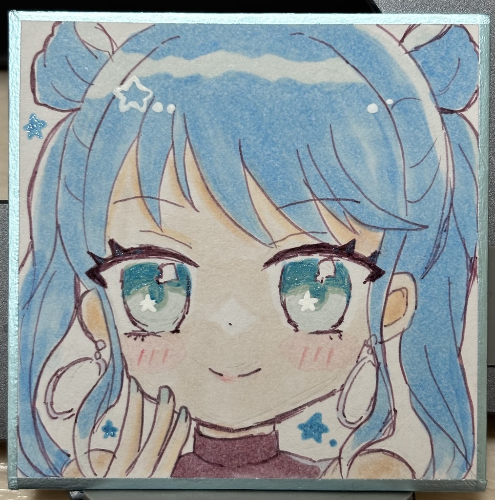 初音ミク　ビビバスミク　手描き色紙