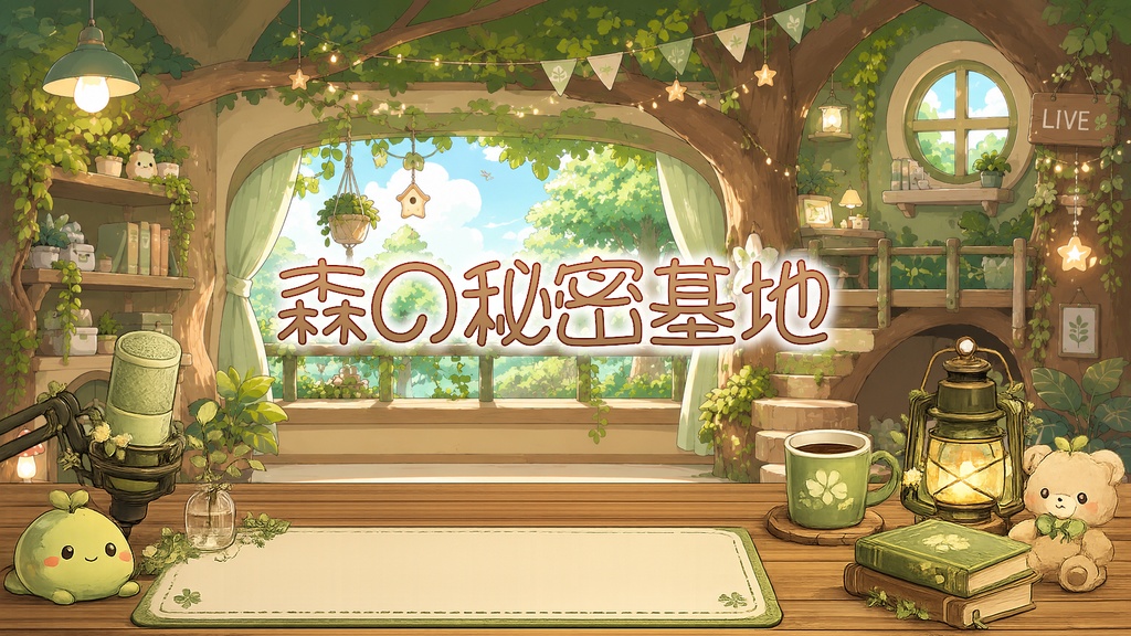 【背景素材】森の秘密基地【Vtuber向け】