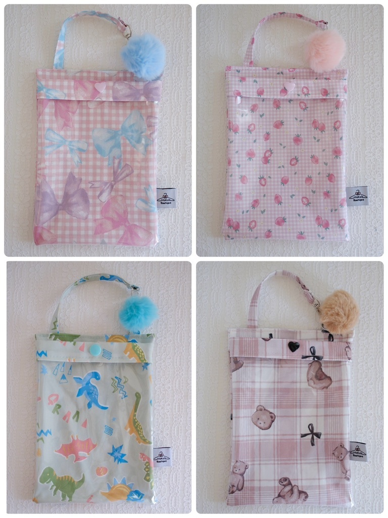 【10cmぬい/オビツ11】一緒にお出かけ♪ ポンポン付きクリアポーチ・キャリーバッグ(全4種)