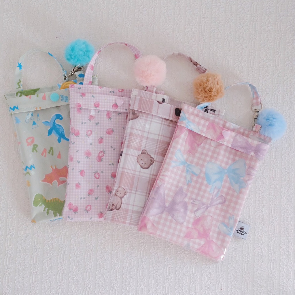 【10cmぬい/オビツ11】一緒にお出かけ♪ ポンポン付きクリアポーチ・キャリーバッグ(全4種)