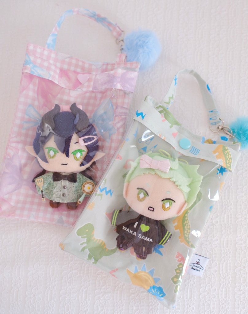 【10cmぬい/オビツ11】一緒にお出かけ♪ ポンポン付きクリアポーチ・キャリーバッグ(全4種)