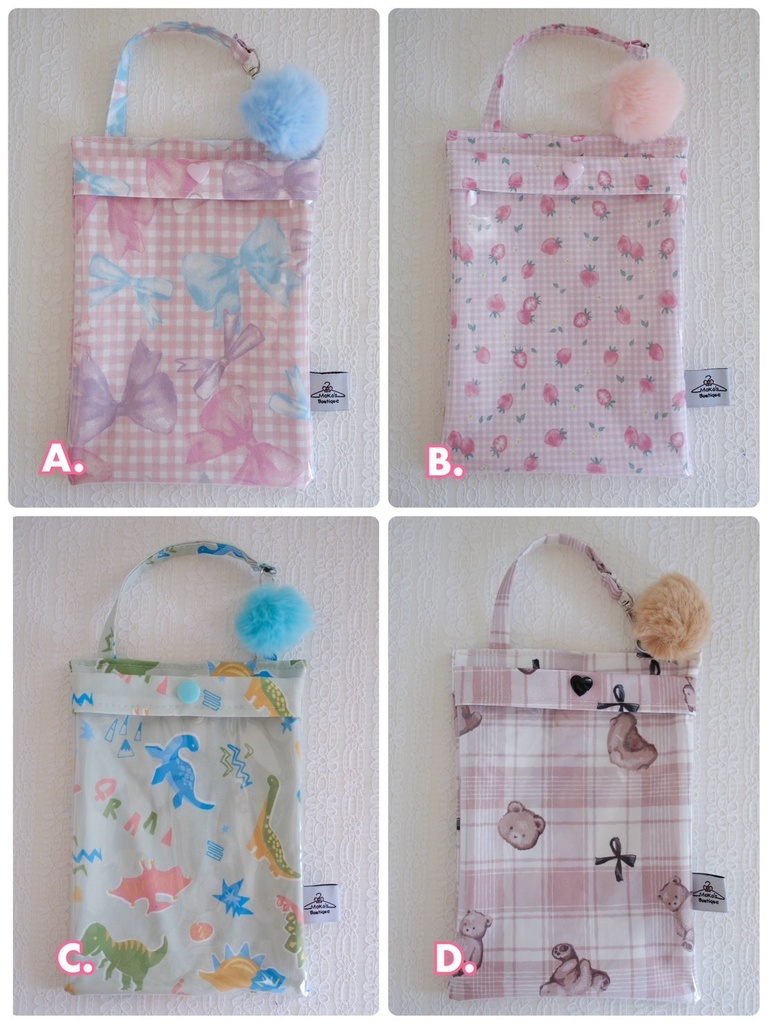 【10cmぬい/オビツ11】一緒にお出かけ♪ ポンポン付きクリアポーチ・キャリーバッグ(全4種)